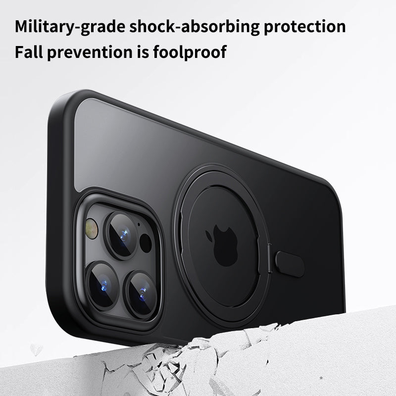 Suitable for Apple 16pro phone case 2025 new anti-collision protective case 15pro frosted semi transparent protective case 14promax advanced magnetic suction ip13 bracket protective case 16promax all inclusive anti fall protective case
