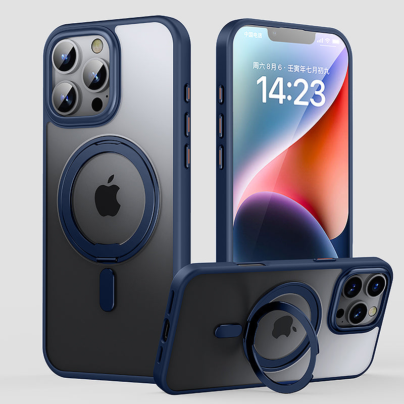 Suitable for Apple 16pro phone case 2025 new anti-collision protective case 15pro frosted semi transparent protective case 14promax advanced magnetic suction ip13 bracket protective case 16promax all inclusive anti fall protective case