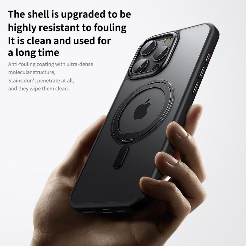 Suitable for Apple 16pro phone case 2025 new anti-collision protective case 15pro frosted semi transparent protective case 14promax advanced magnetic suction ip13 bracket protective case 16promax all inclusive anti fall protective case