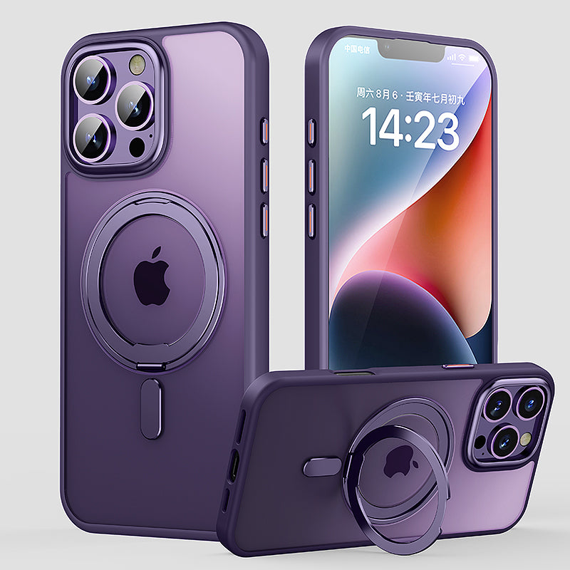 Suitable for Apple 16pro phone case 2025 new anti-collision protective case 15pro frosted semi transparent protective case 14promax advanced magnetic suction ip13 bracket protective case 16promax all inclusive anti fall protective case