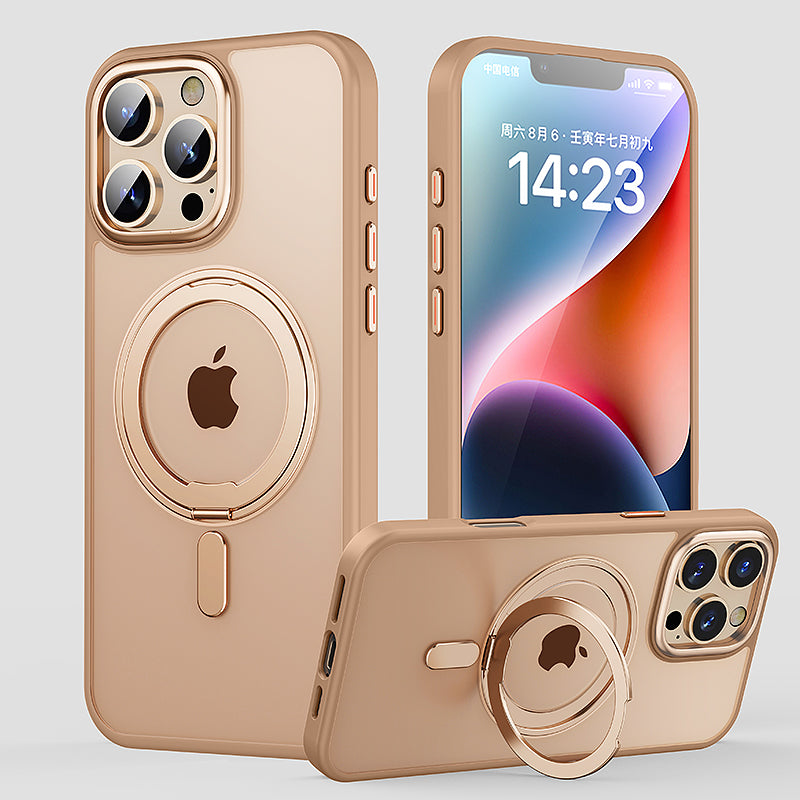 Suitable for Apple 16pro phone case 2025 new anti-collision protective case 15pro frosted semi transparent protective case 14promax advanced magnetic suction ip13 bracket protective case 16promax all inclusive anti fall protective case