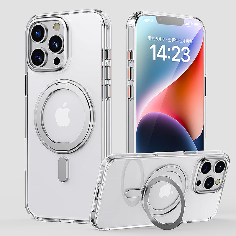 Suitable for Apple 16pro phone case 2025 new anti-collision protective case 15pro frosted semi transparent protective case 14promax advanced magnetic suction ip13 bracket protective case 16promax all inclusive anti fall protective case
